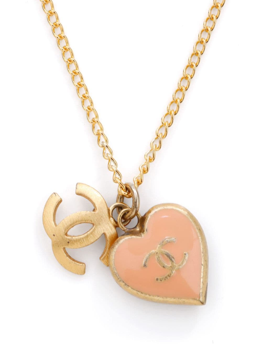 CHANEL Pre-Owned 2002 CC heart pendant necklace - Goud