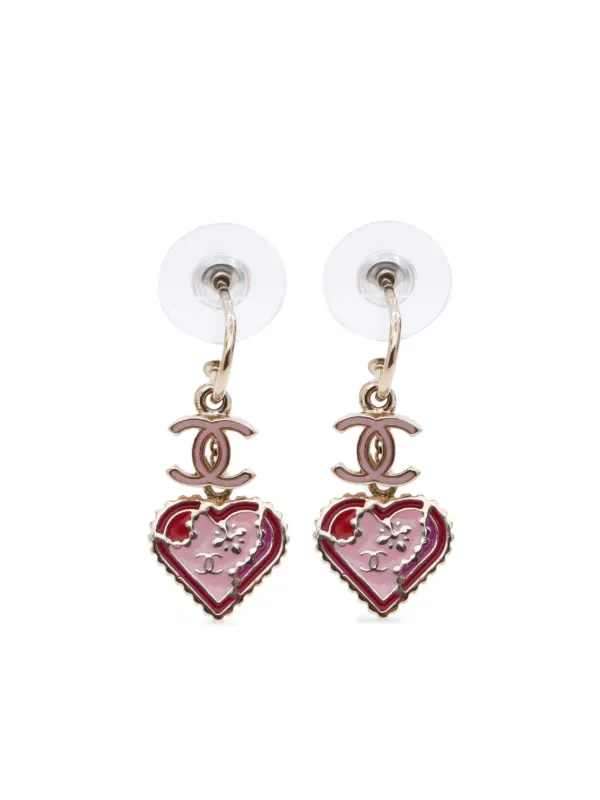 CHANEL Pre Owned 2005 CC Heart Drop Earrings Gold FARFETCH ID