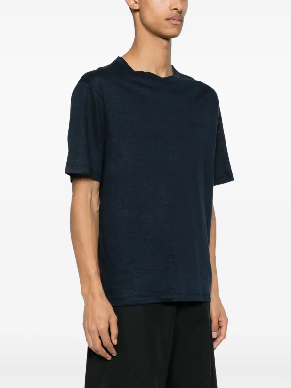 Palm Angels logo-embroidered Linen T-shirt | Blue | FARFETCH