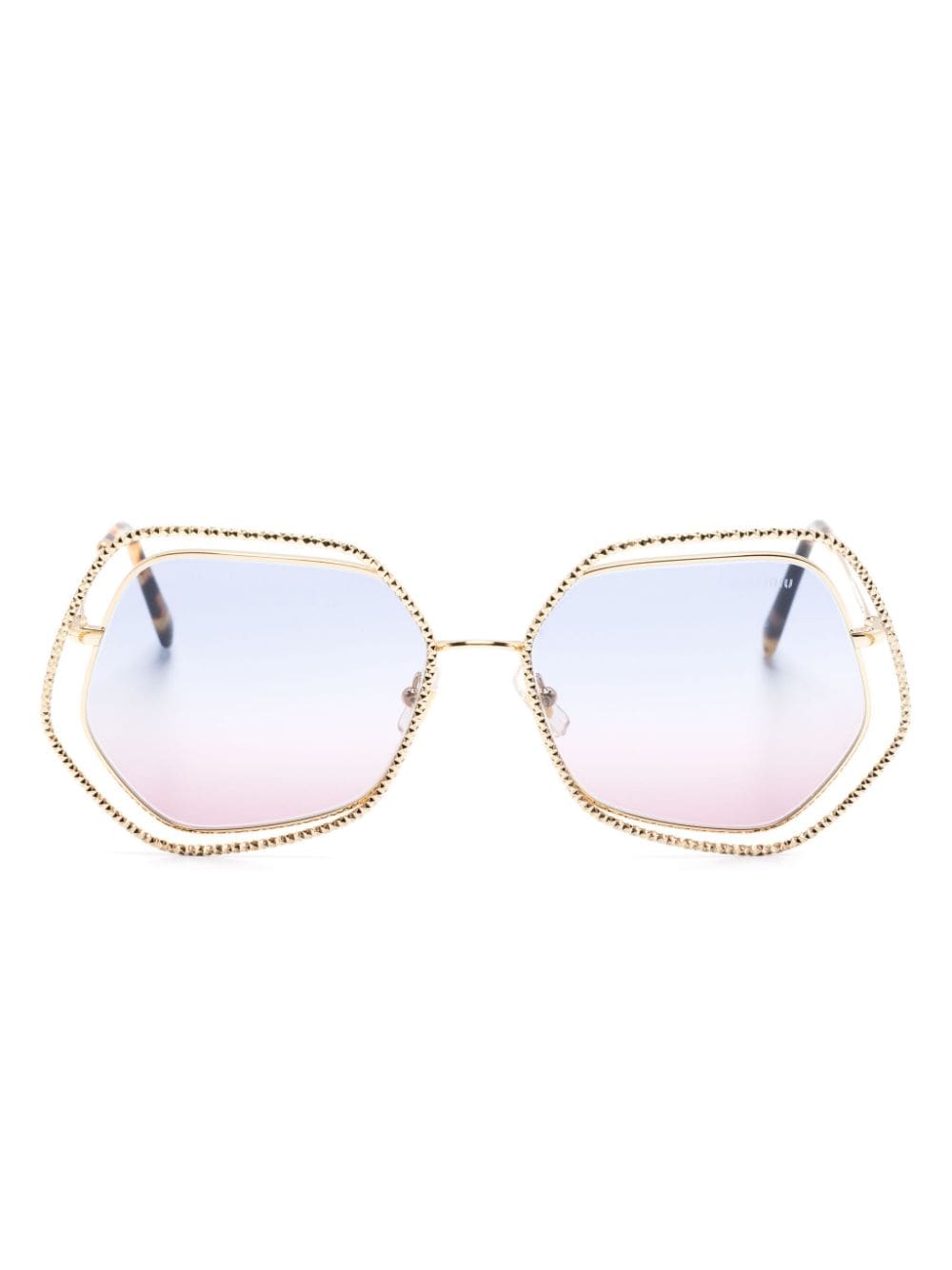 Miu Miu Double Geometric-frame Sunglasses In 金色