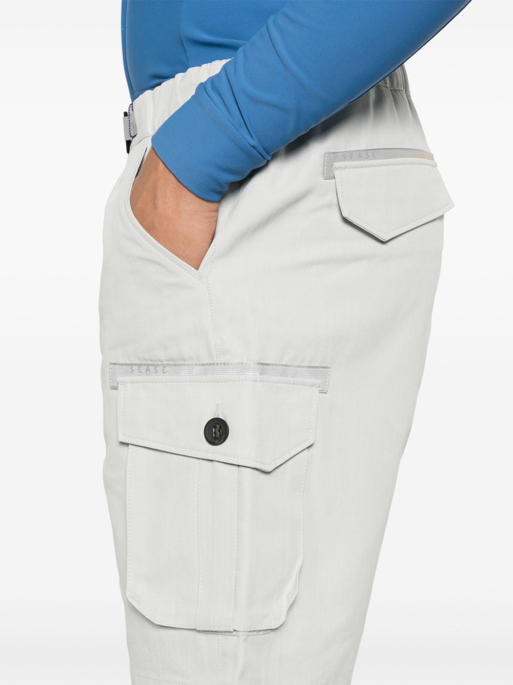 Shop Sease Belted Cotton Cargo Shorts In Grau