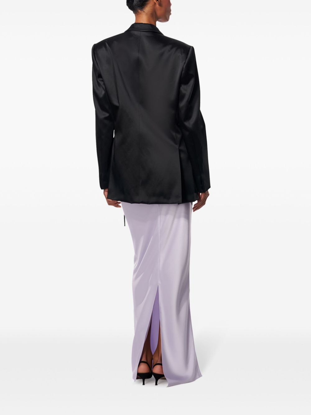 Shop Carolina Herrera Satin Wrap Blazer In Black