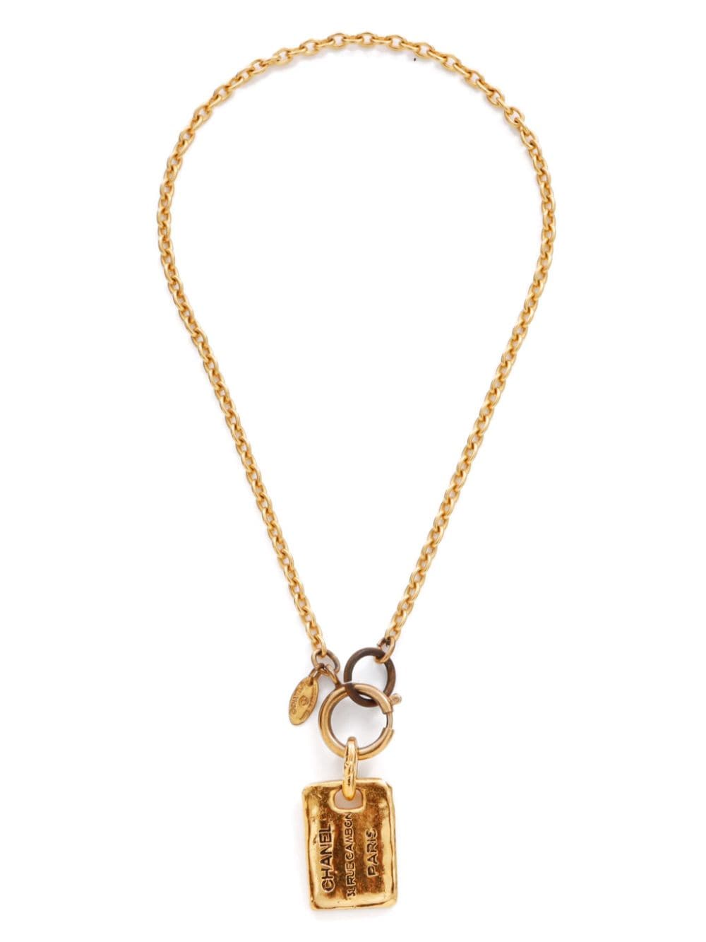 Pre-owned Chanel 1980-1990s Cambon Pendant Necklace In Gold