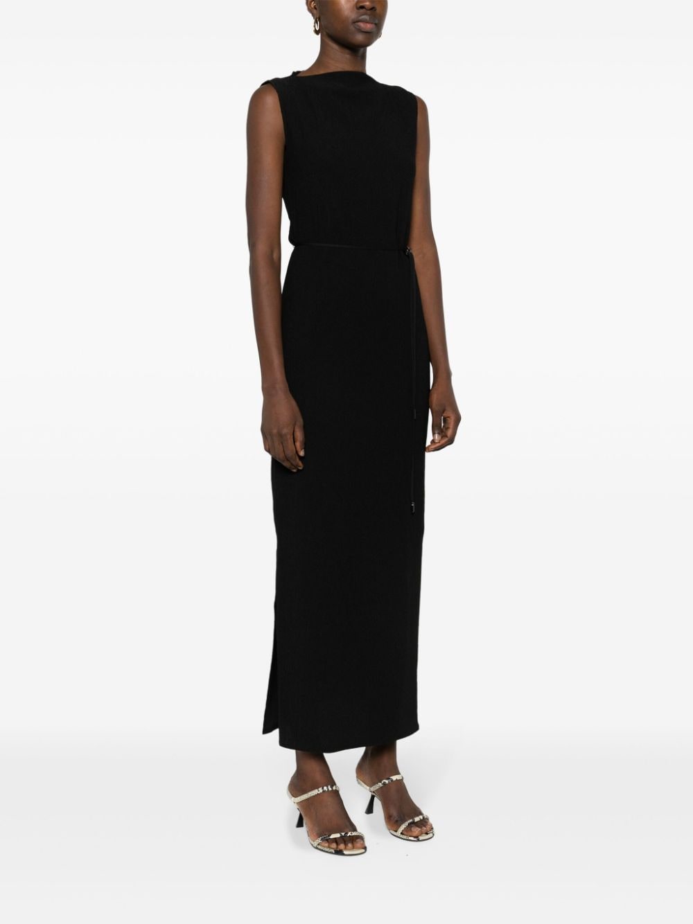 Shop Calvin Klein Belted Maxi Dress In Black