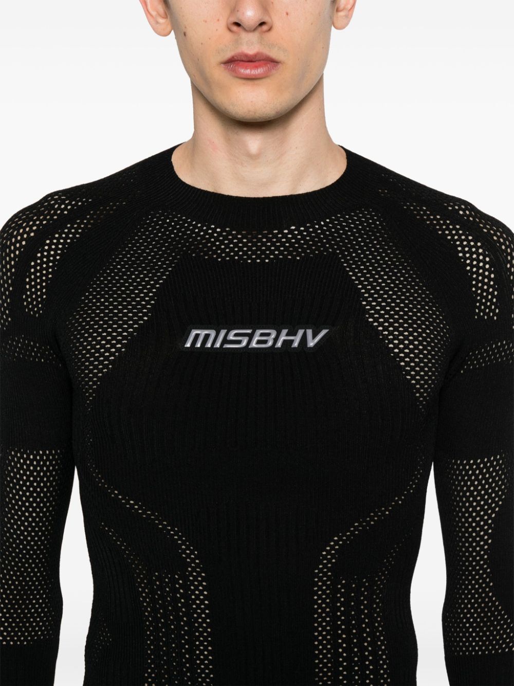 MISBHV Opengebreide shorts met logo-applicatie Zwart