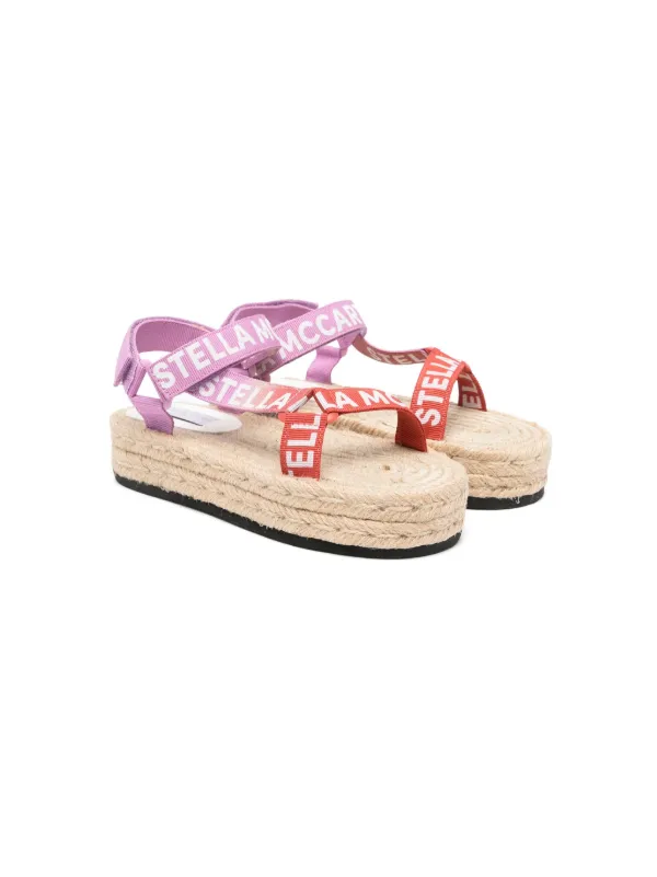 Stella McCartney Kids Sandalias Con Franja Del Logo Rosado
