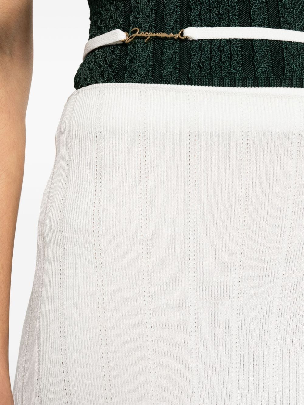 Shop Jacquemus La Jupe Parlu Knitted Midi Skirt In Neutrals