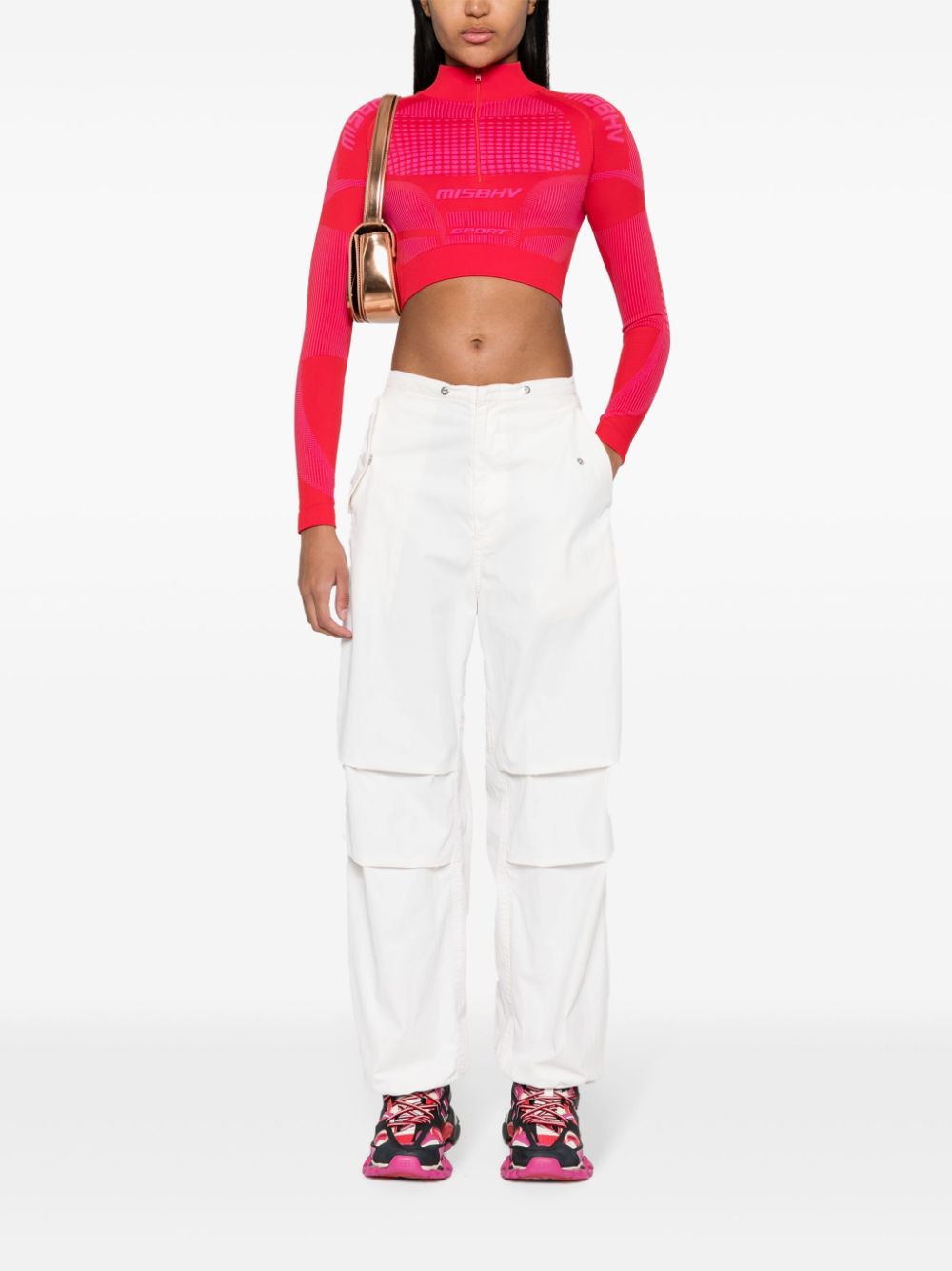 Shop Misbhv Logo-jacquard Cropped Performance Top In Red