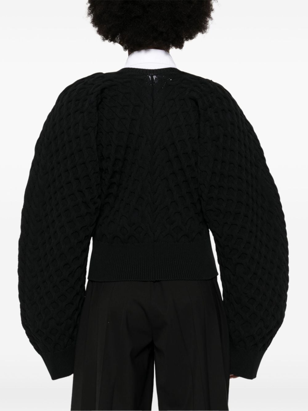 Shop Jacquemus Le Sweater Boule Torsade Jumper In Black