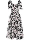 MSGM floral cotton midi dress - Black