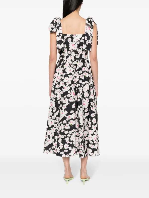MSGM Floral Cotton Midi Dress | Black | FARFETCH