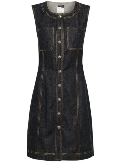 HOT SALE CHANEL 1997 sleeveless denim dress Women