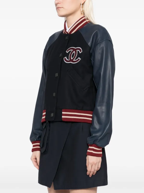 CHANEL Pre-Owned 2004 Spring Letterman Bomber Jacket | Blue | FARFETCH