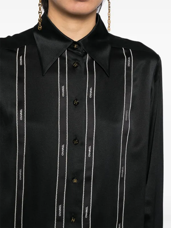 CHANEL Pre-Owned 1994 Blouse long-sleeved Shirt | Black | FARFETCH PH