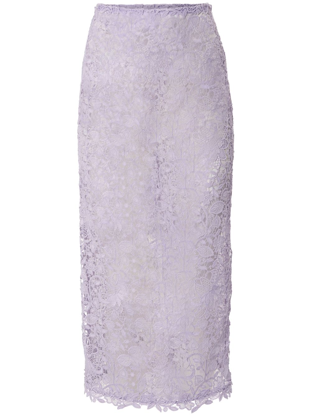 Carolina Herrera Floral-lace Midi Skirt In Purple