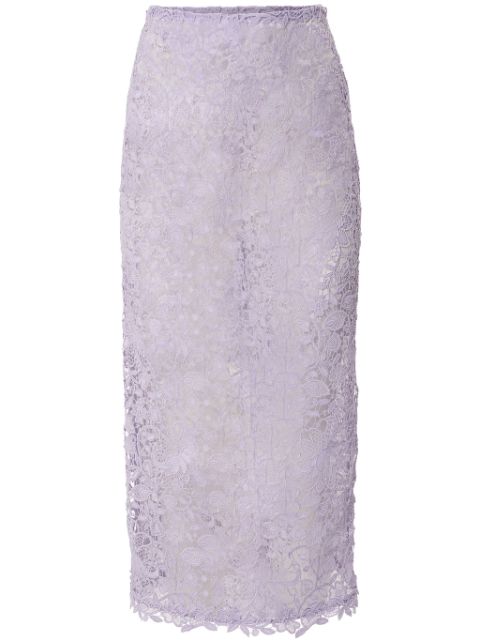 Carolina Herrera floral-lace midi skirt