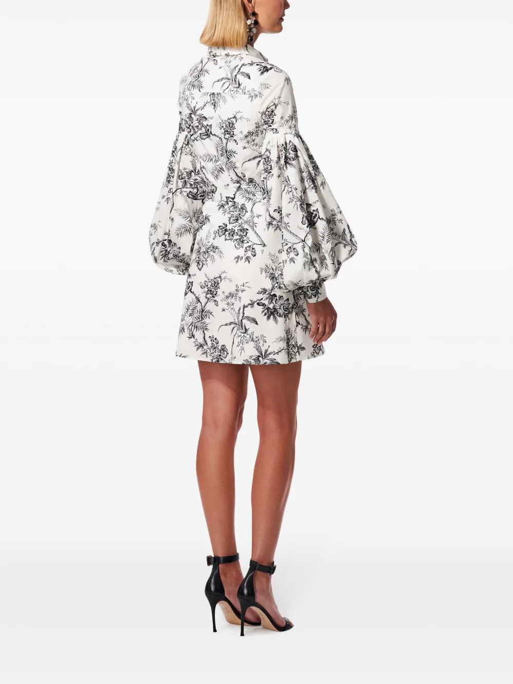 Shop Carolina Herrera Botanical-toile Puff-sleeve Shirt Dress In White