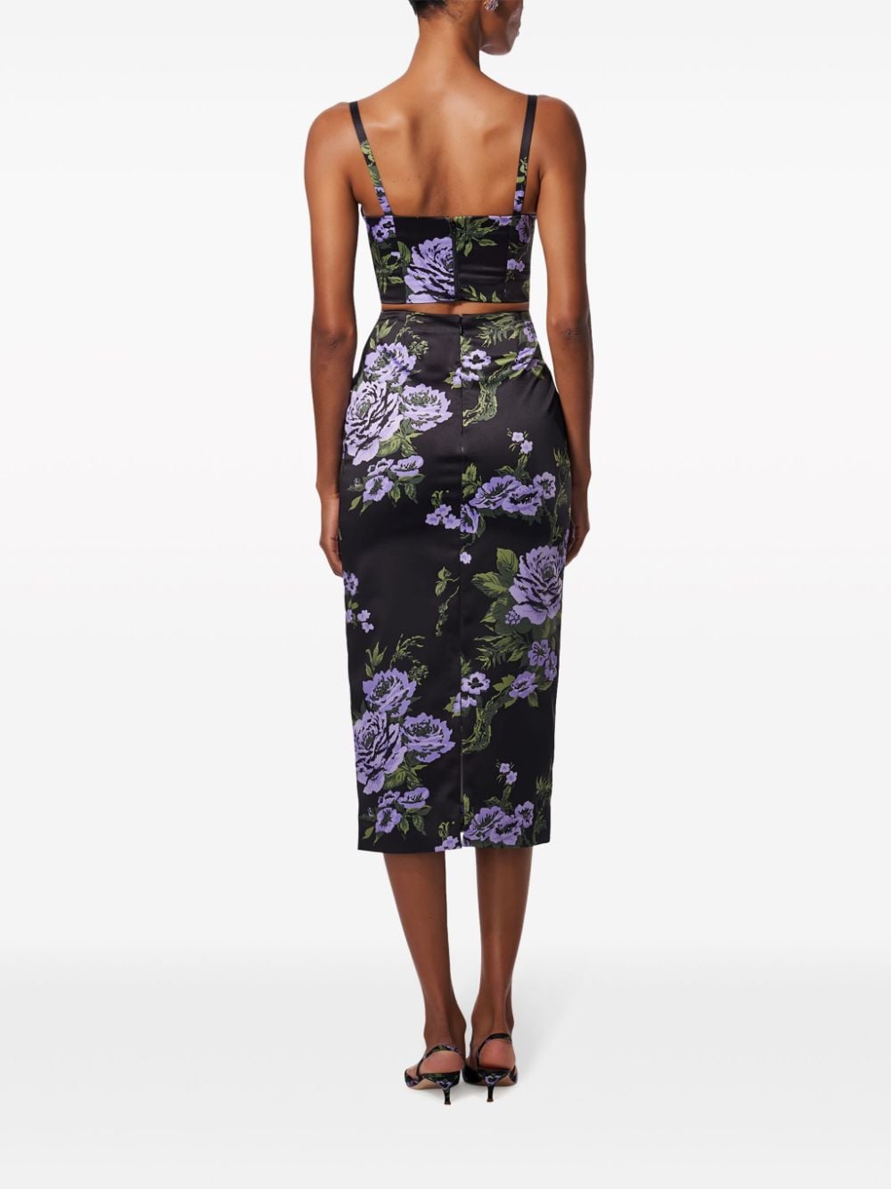 Shop Carolina Herrera Floral-print Pencil Skirt In Black