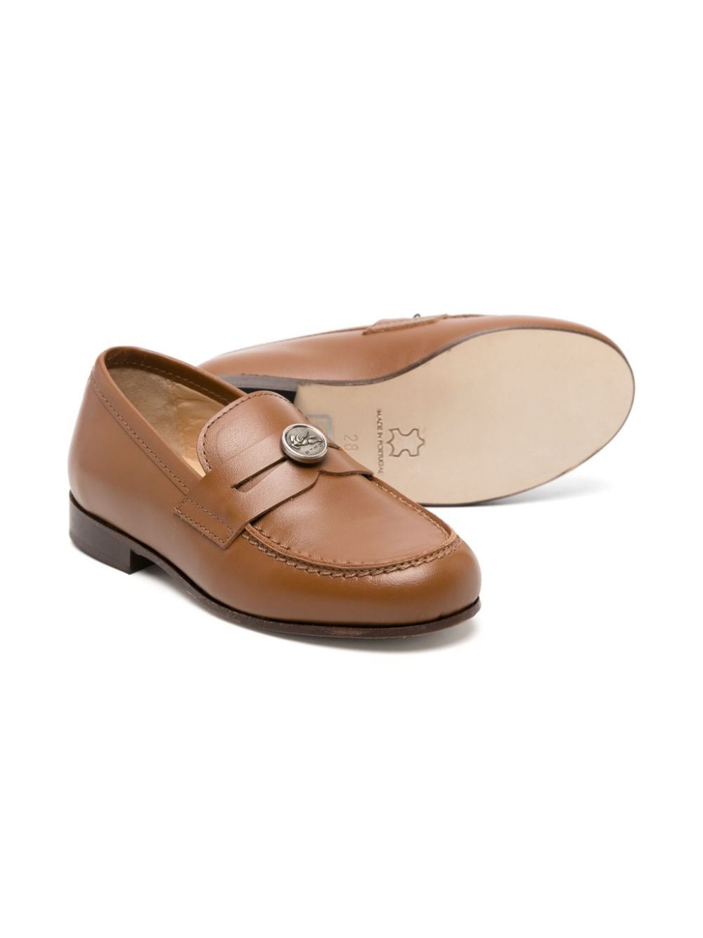 Shop Etro Pegaso-plaque Leather Loafers In Brown