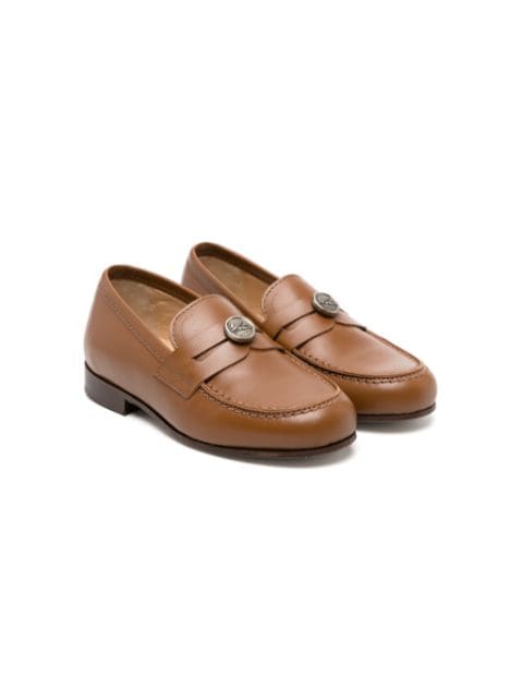 ETRO KIDS Pegaso-plaque leather loafers