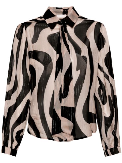 LIU JO abstract-print lurex-stripes shirt
