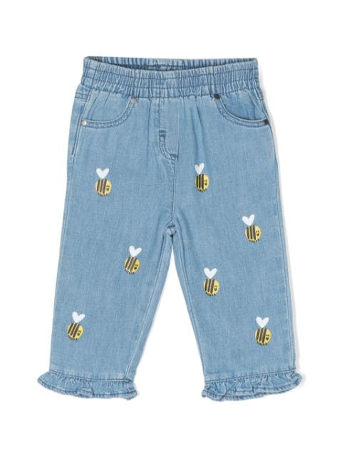 Stella McCartney Kids Tapered-Jeans mit Bienen-Print
