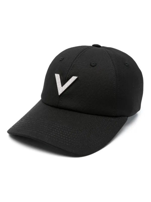 Valentino Garavani Vロゴ クリスタル キャップ | ブラック