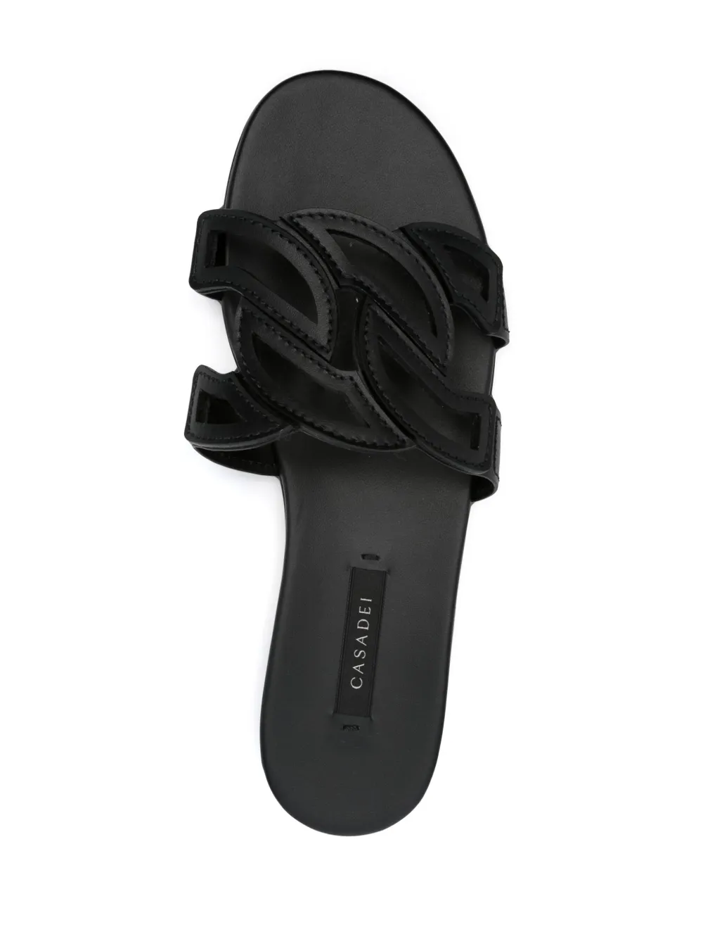 Shop Casadei Miramar Leather Slides In Black