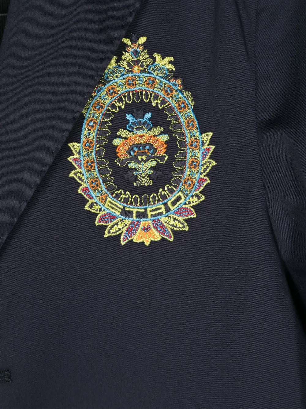 Shop Etro Logo-embroidered Blazer In Blue