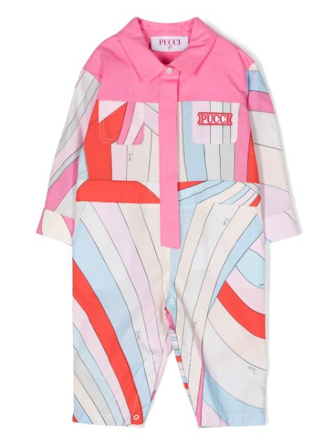 PUCCI Junior logo-patch cotton rompers