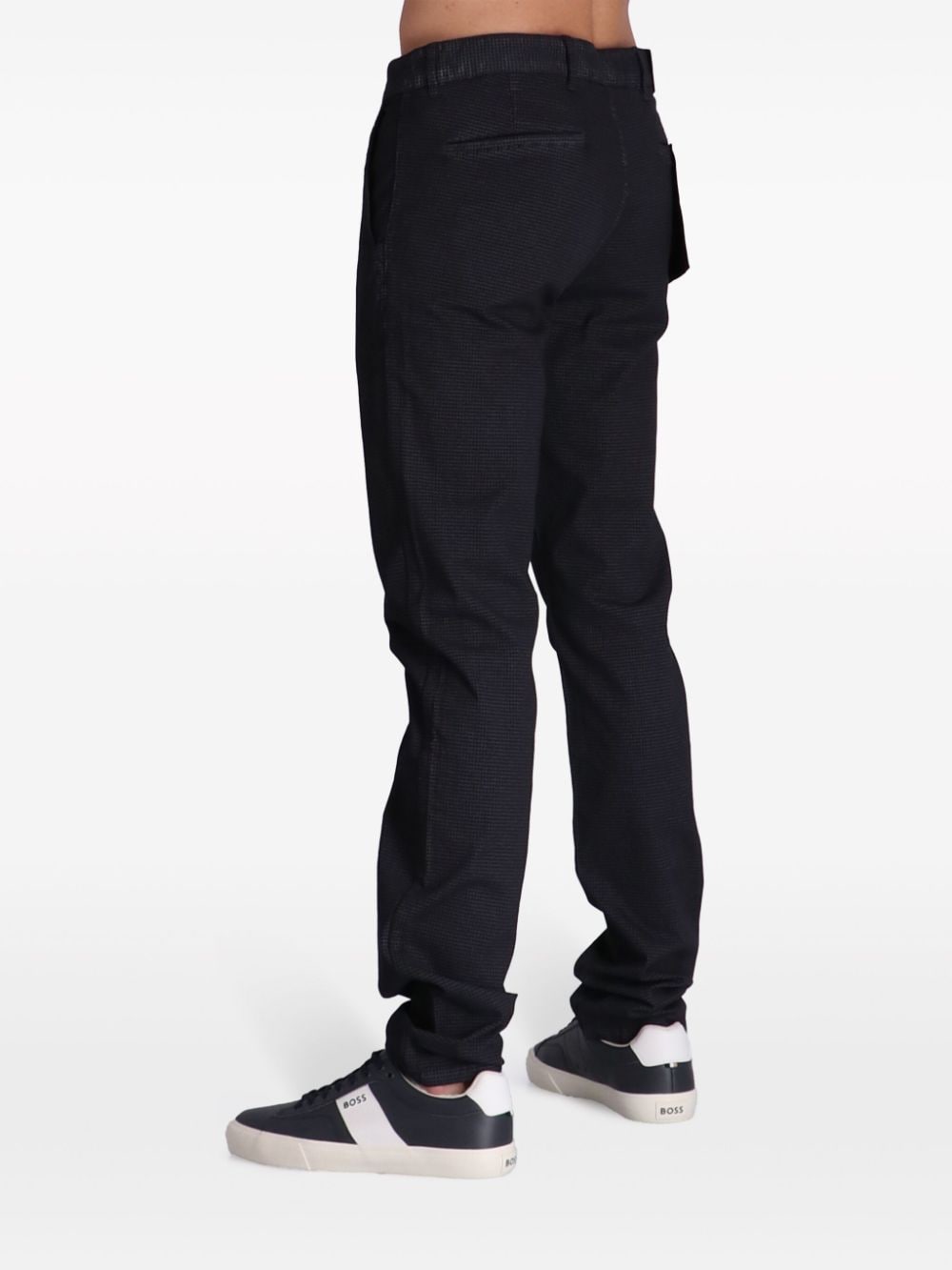 Shop Hugo Boss Tapered-leg Chino Trousers In Black