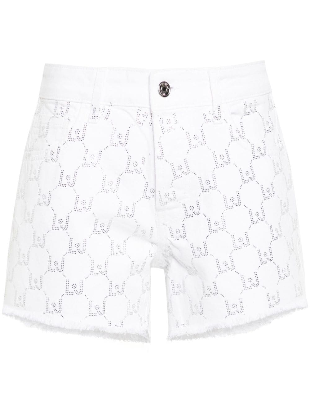 LIU JO rhinestone-embellished denim shorts - Bianco