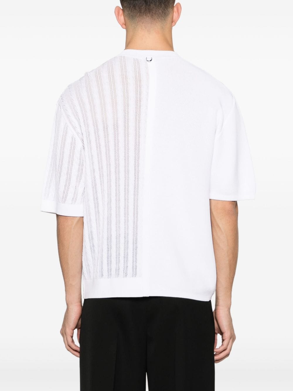 Shop Jacquemus Crew-neck Cable-knit Jumper In Weiss