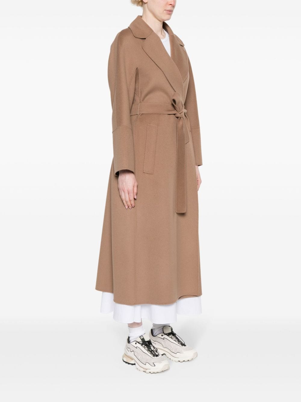 Shop 's Max Mara Belted Virgin Wool Coat In Brown
