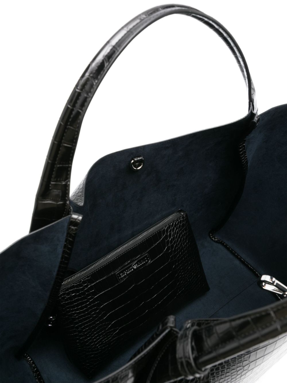 Shop Emporio Armani Crocodile-embossed Tote Bag In Black