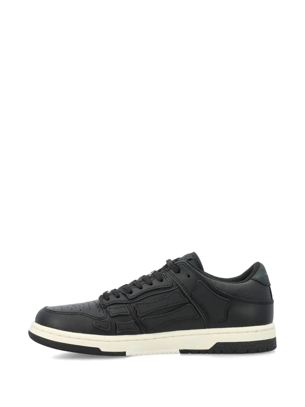 Amiri Two-tone Leather Skel Sneakers With Textured Finish In Black