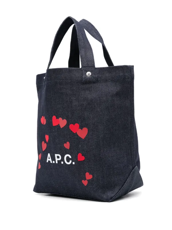 トートバッグ A.P.C. Mini Thais Tote Bag Dark Blue White COHHGM61831IMA CO Thais Mini tote bag | Small horizontal tote bag in indigo