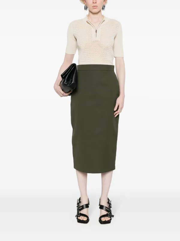 Max Mara Cotton Pencil Midi Skirt Green FARFETCH