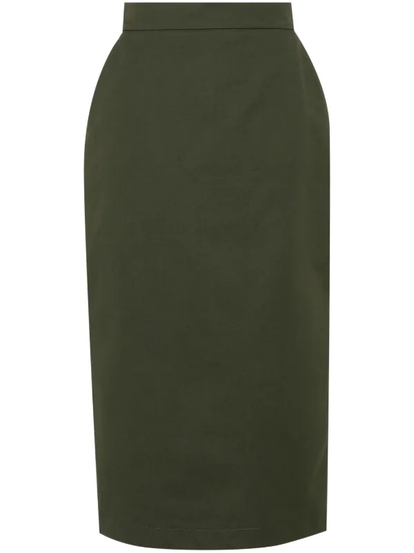 Max Mara Cotton Pencil Midi Skirt Green FARFETCH JO