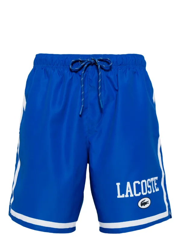 Lacoste logo print Swim Shorts Blue FARFETCH JO