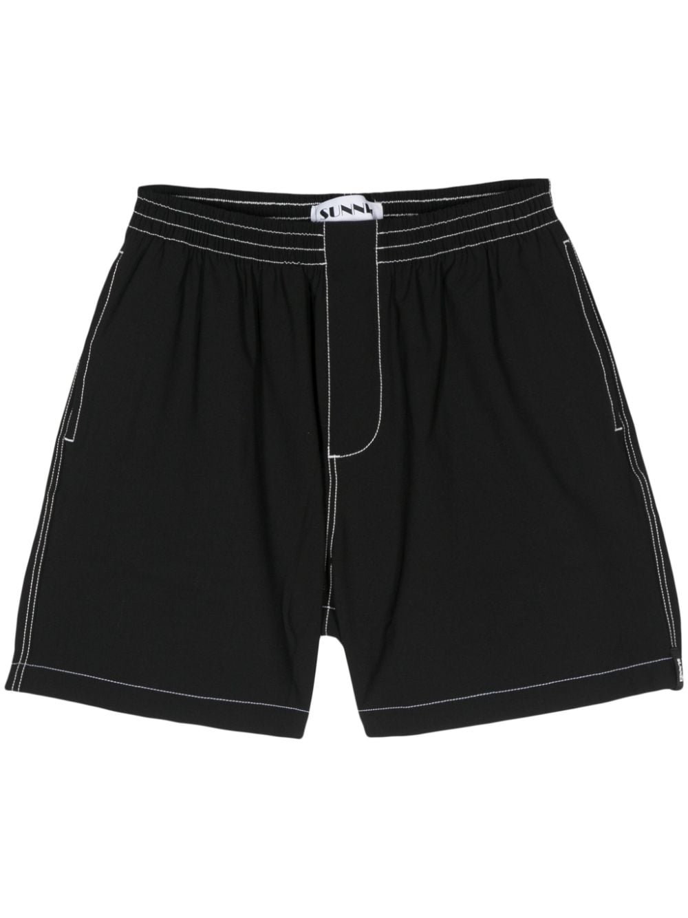 Sunnei Contrast-stitching Elasticated-waist Shorts In Black