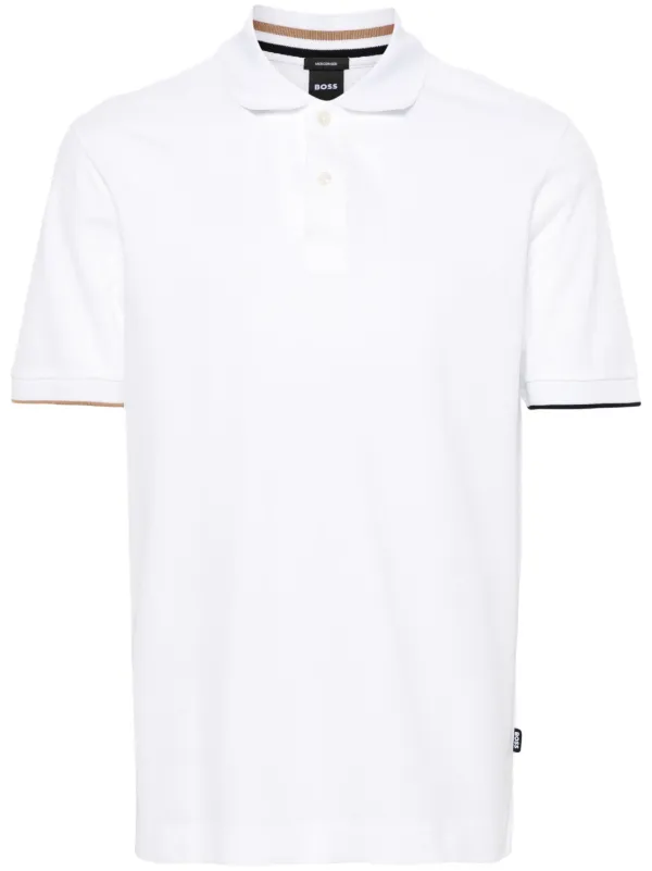 BOSS short-sleeve Cotton Polo Shirt White FARFETCH JO
