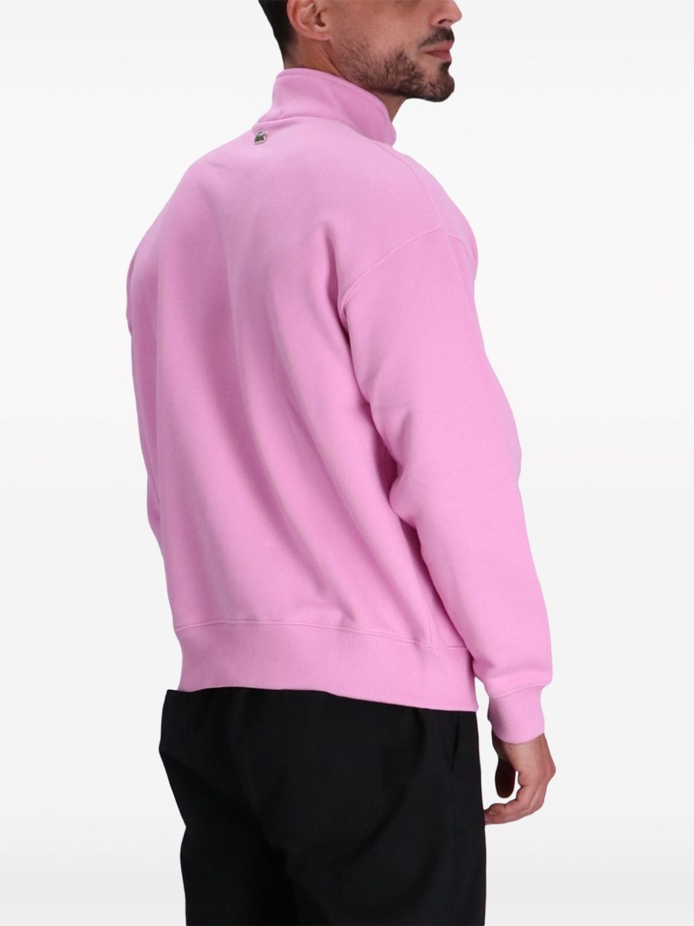 Shop Lacoste Logo-appliqué Cotton Sweatshirt In Pink