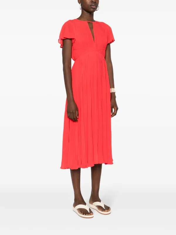 michael kors red dresses Michael Michael Kors Cold-Shoulder Jacquard Dress