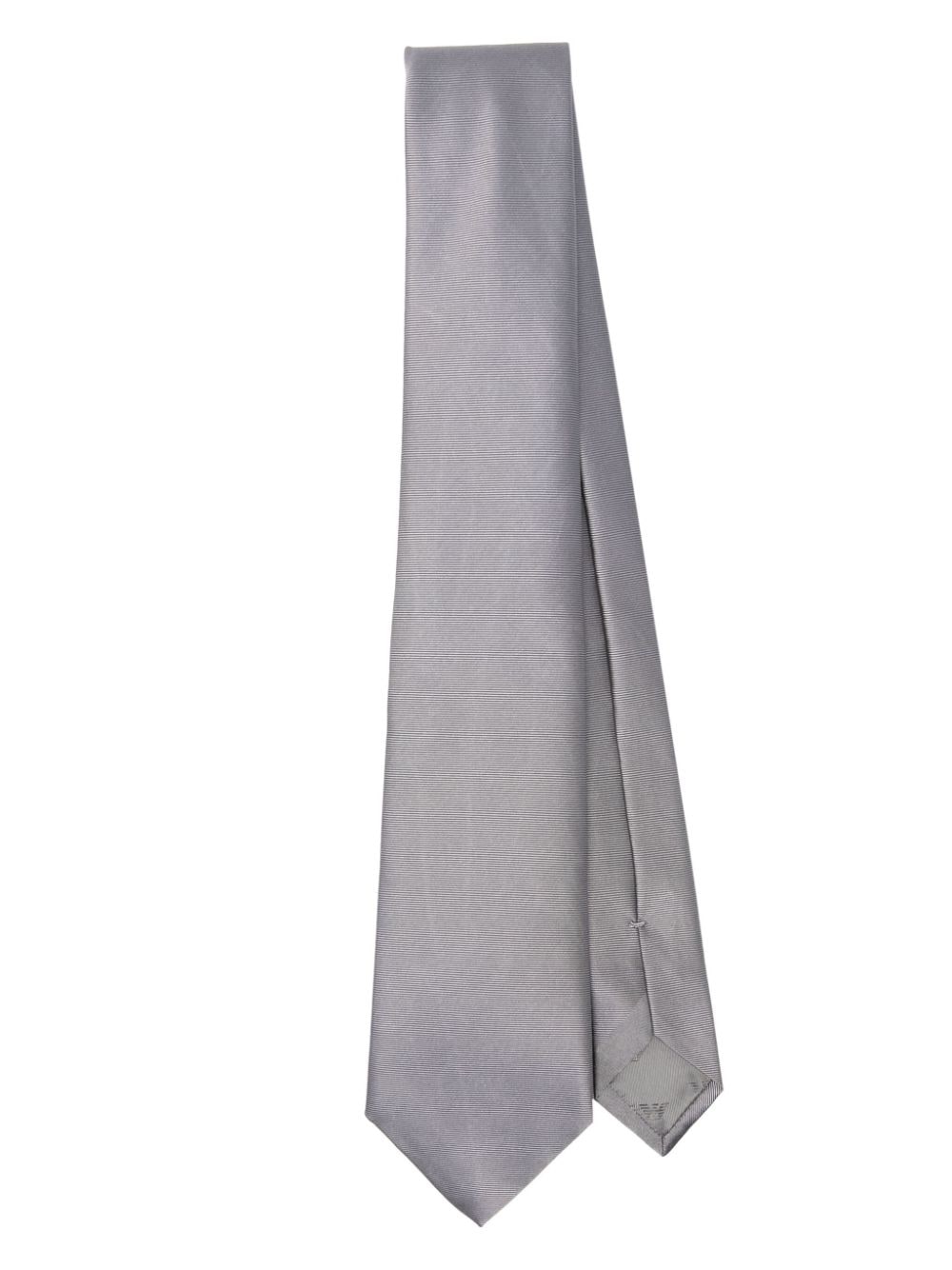 Emporio Armani Faille Silk Tie In Grey