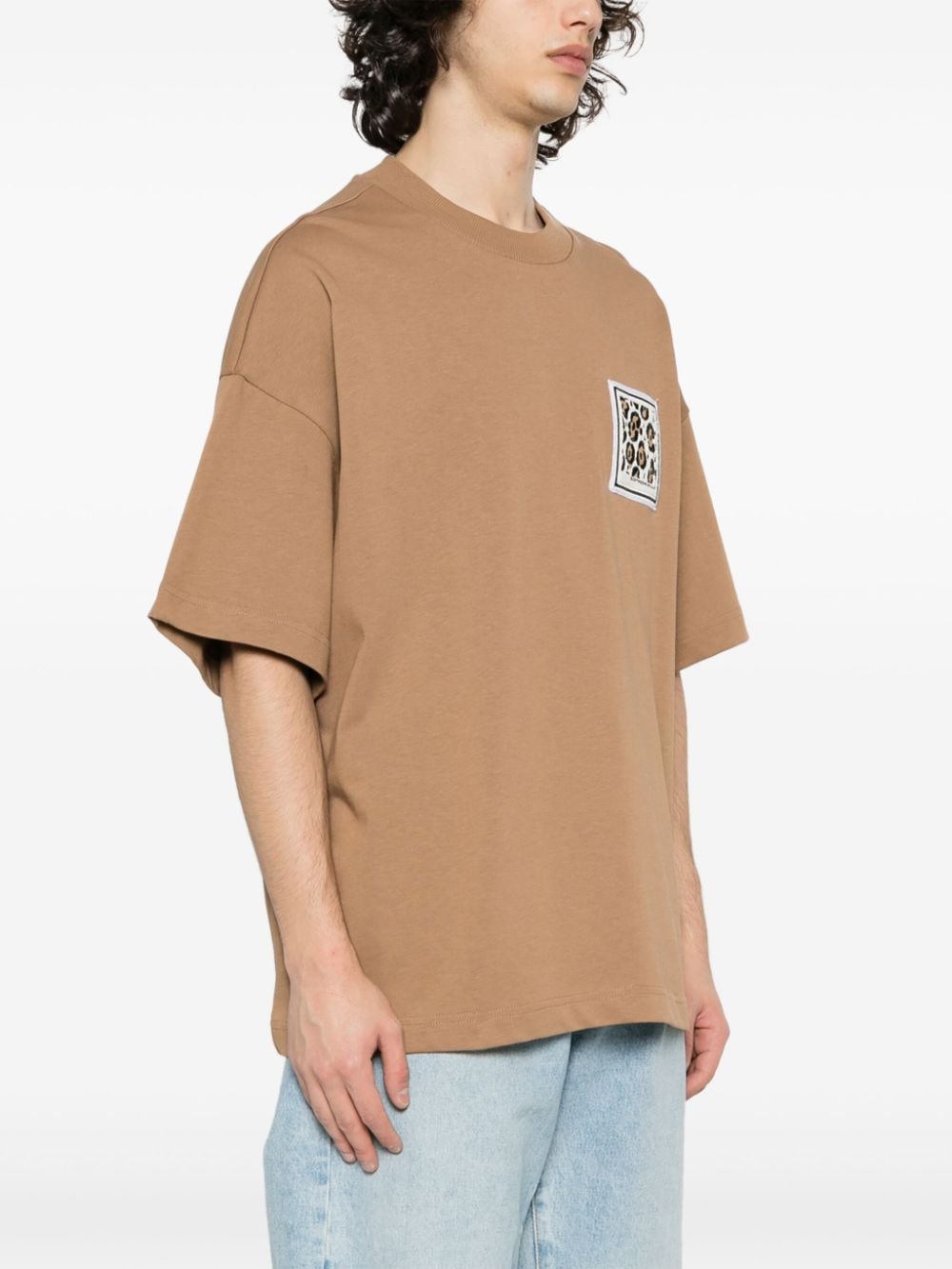 Shop Emporio Armani Logo-appliqué Cotton T-shirt In Brown