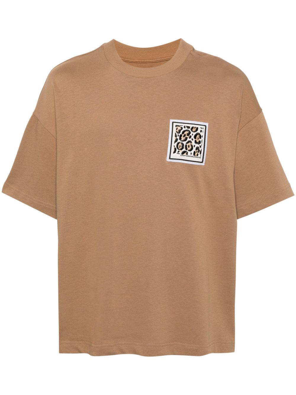 Emporio Armani logo-appliqué cotton T-shirt - Brown