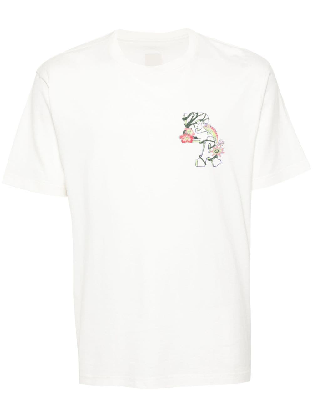 Emporio Armani Monogram-print Cotton T-shirt In Neutrals