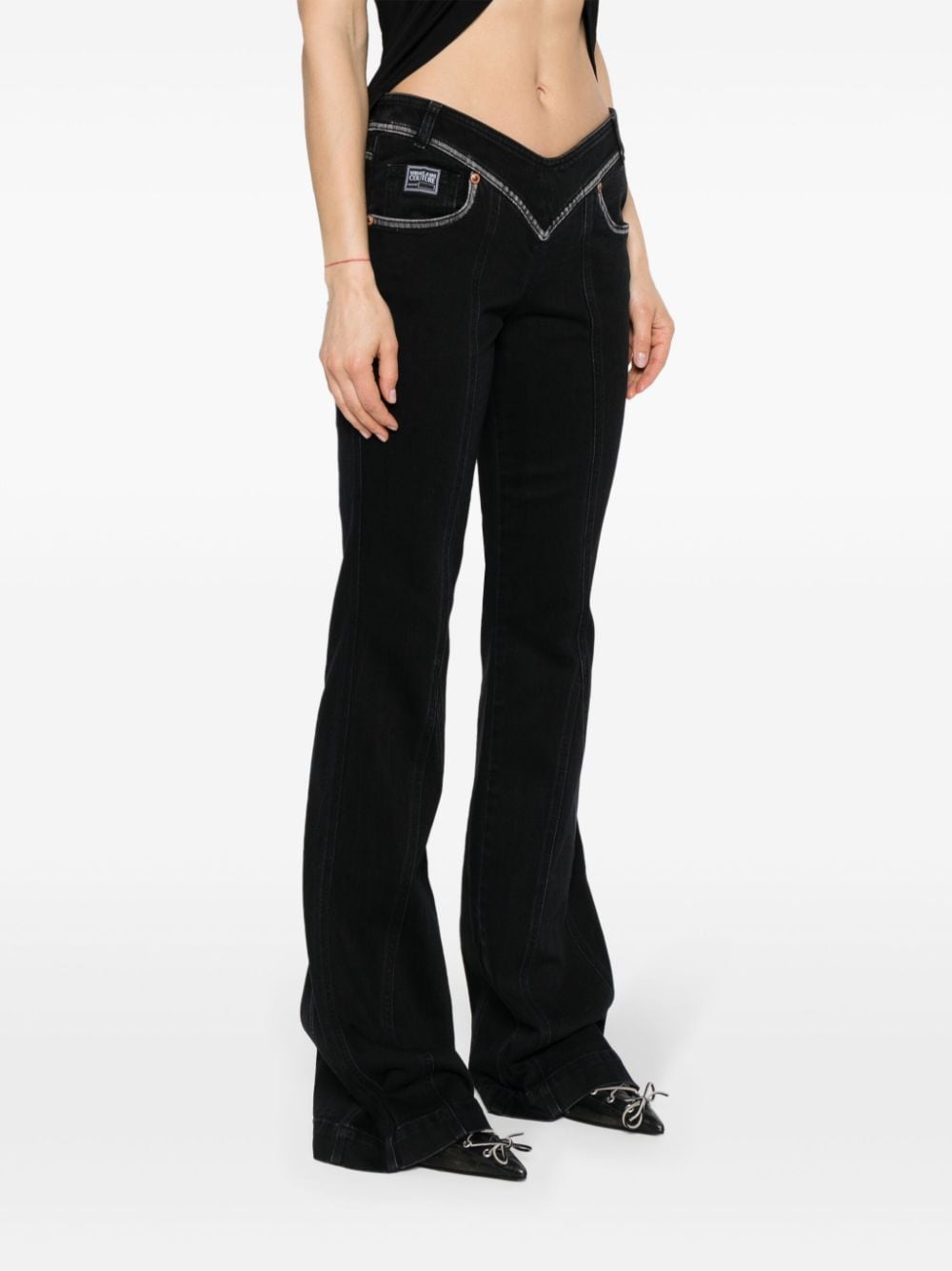 Versace Jeans Couture Low waist flared jeans Zwart
