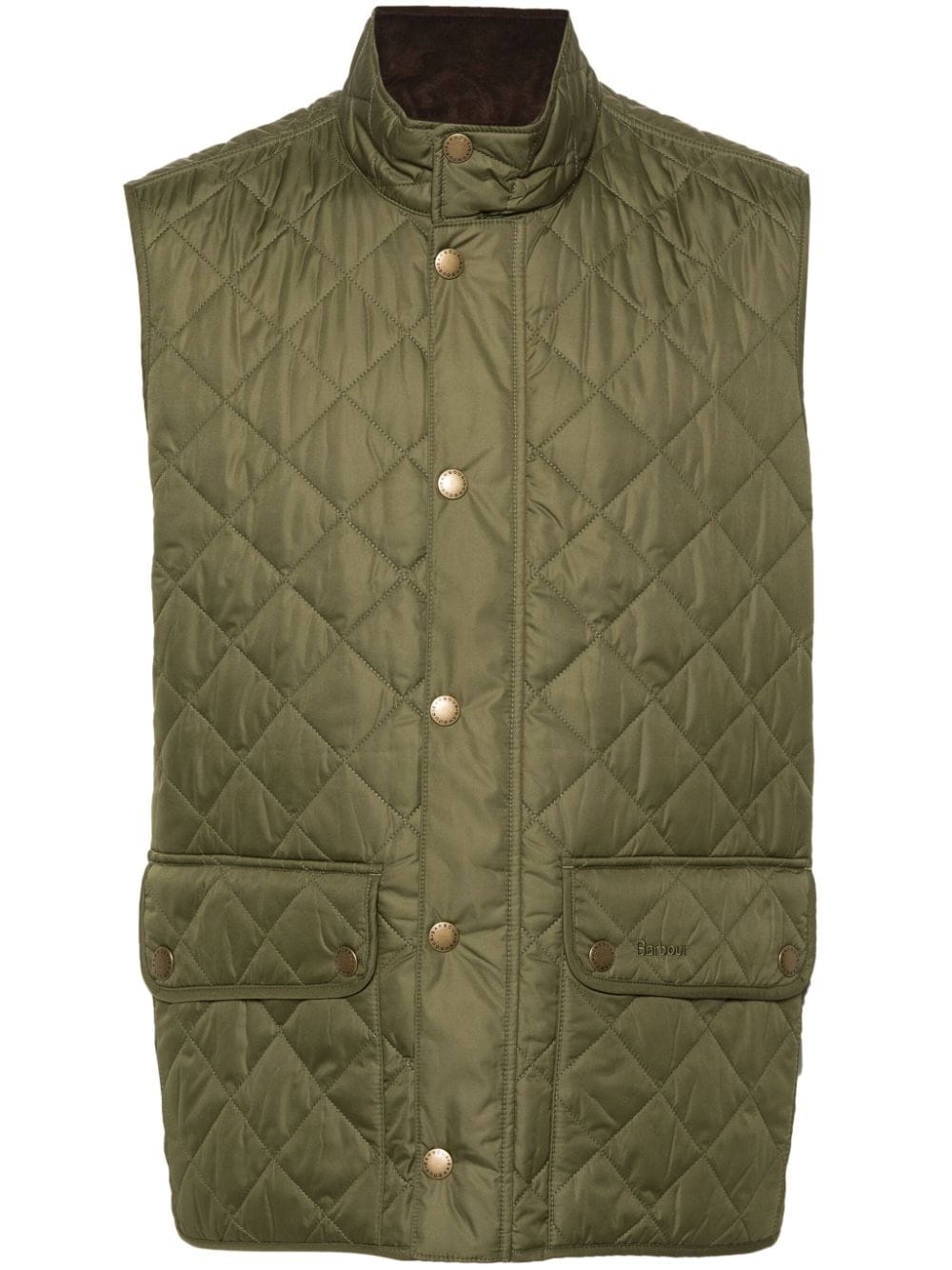 Shop Barbour Diamond-quilted Logo-embroidered Gilet In Green